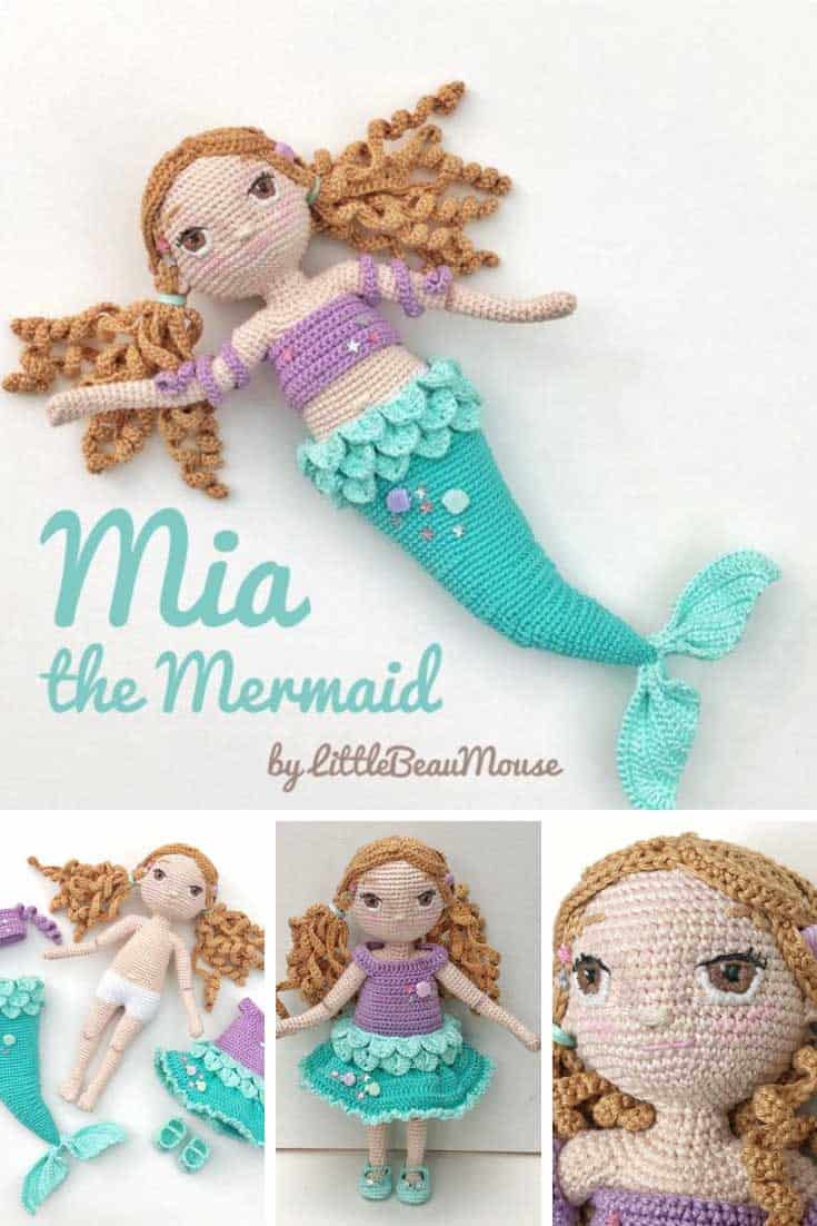 Mia the Mermaid Crochet Amigurumi Doll Pattern