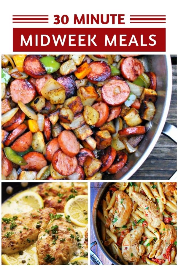In a hurry and can't think what on earth to make for dinner? These midweek meals are easy to make and you'll have dinner on the table in less than 30 minutes!