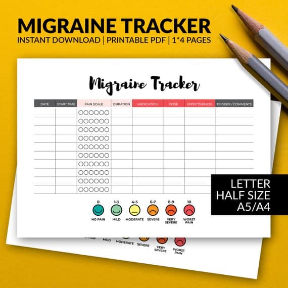 Bullet Journal Migraine Tracker {Severity Symptoms and Triggers}