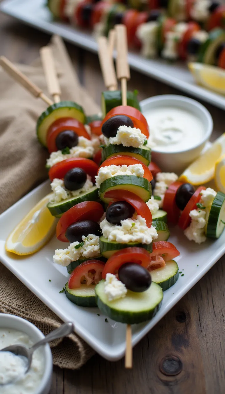 Mini Greek Salad Stacks are a colorful, no-cook toothpick appetizer that’s fresh, fun, and perfect for warm weather hosting!