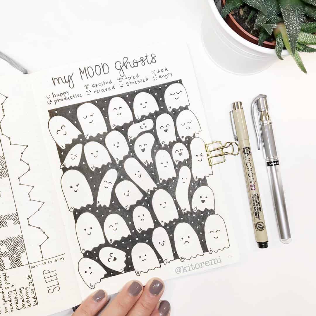 Mood Ghosts Halloween Tracker Bullet Journal