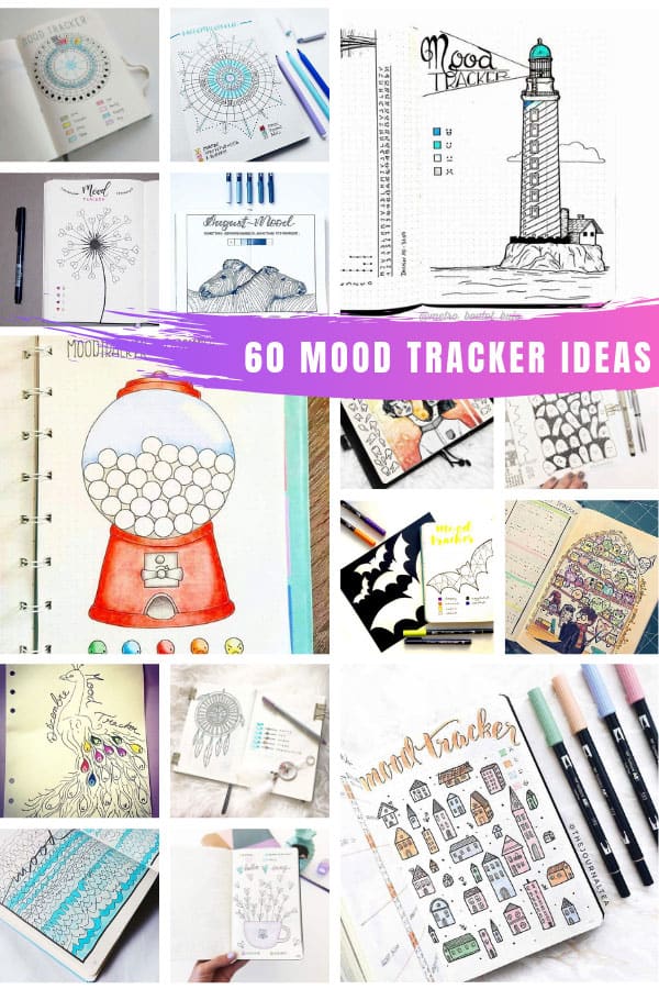 These monthly bullet journal mood tracker layouts are full of ideas to help you monitor your emotions! #bulletjournal #selfcare #moodtracker