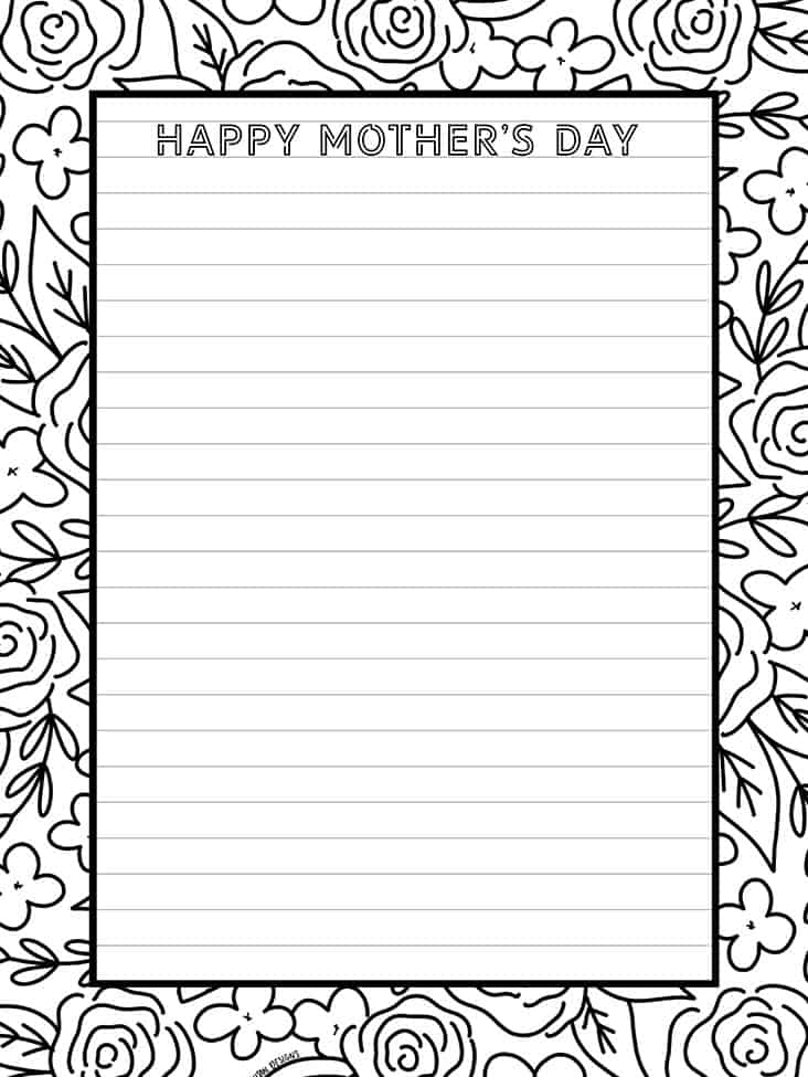 Tell mom how much she means to you with this fabulous Mother's Day stationery you can color in