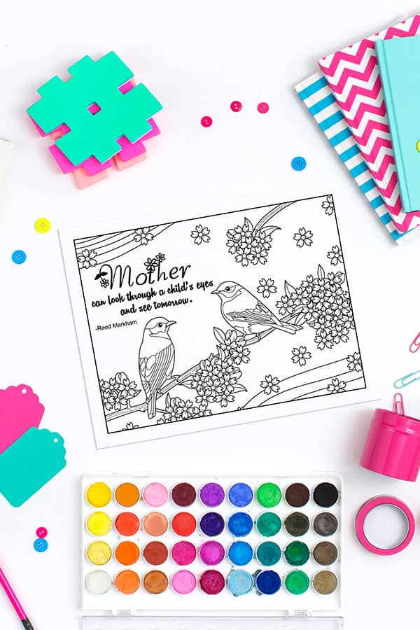 Download your free Mother's Day printable coloring sheet with a beautiful quote to show mom that you love her