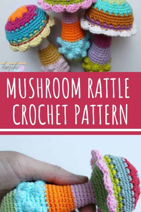 How cute is this mushroom baby rattle crochet pattern - and a brilliant way to use up scrap yarn too!