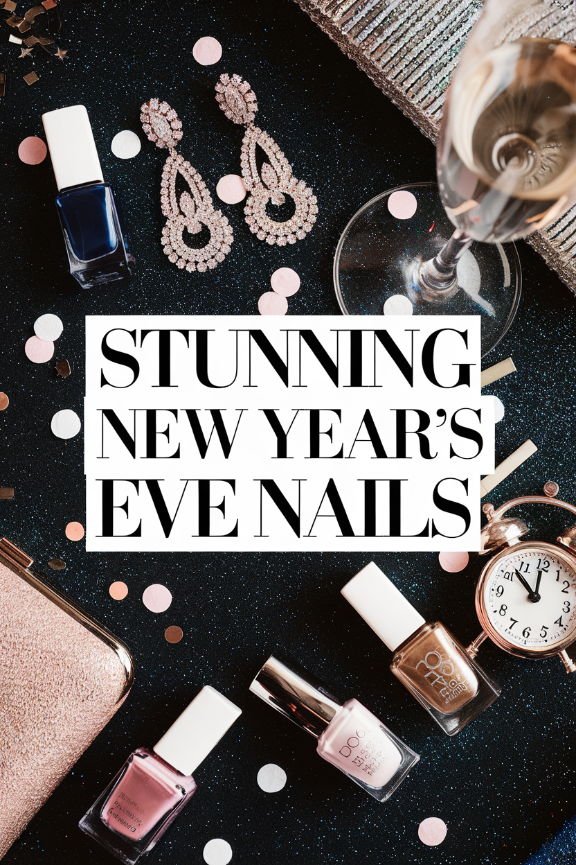 Sparkle and shine this New Year's Eve! ✨💅 These 10 nail art ideas are perfect for any celebration, from bold stripes to champagne gold accents. 🖤🎉 #NailIdeas #NYELook #GlamNails