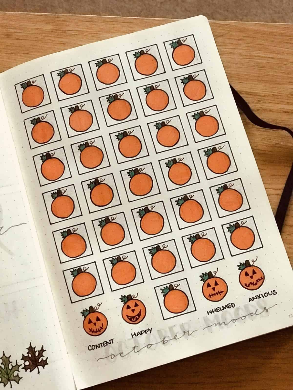 October Bullet Journal Mood Tracker Halloween