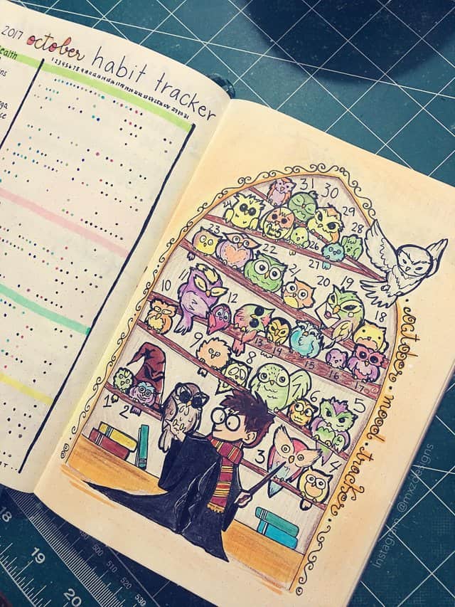 October Bullet Journal Mood Tracker Harry Potter