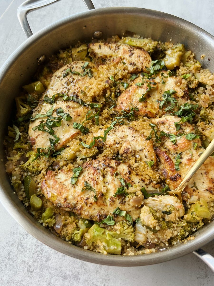 This nutrient-packed stew is as comforting as it is healthy. Tender chicken, protein-rich quinoa, and a medley of vegetables simmer together for a cozy, family-friendly meal.