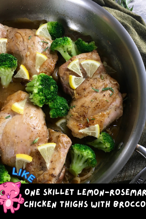 ?? Make dinner easier tonight with this recipe for One Skillet Lemon-Rosemary Chicken Thighs with Broccoli! Bursting with bright flavors and perfectly cooked in one pan for an easy and delicious meal. ??