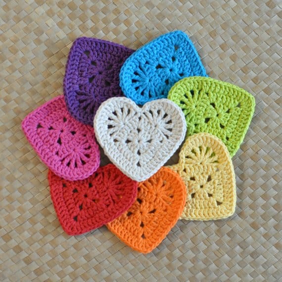 Granny Square Heart Coaster