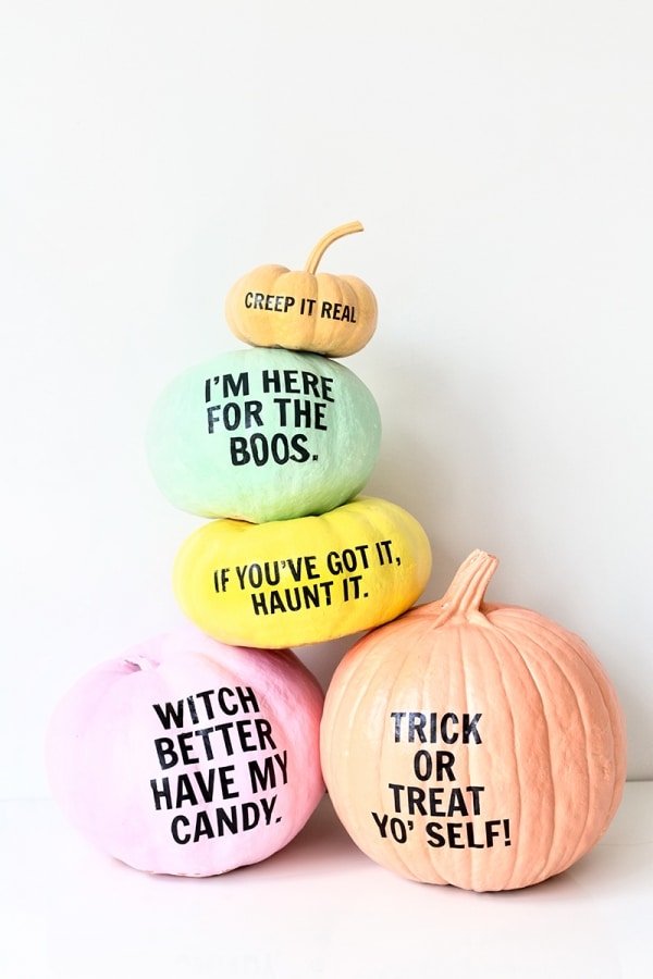 Painted Pumpkins with Puns for Halloween