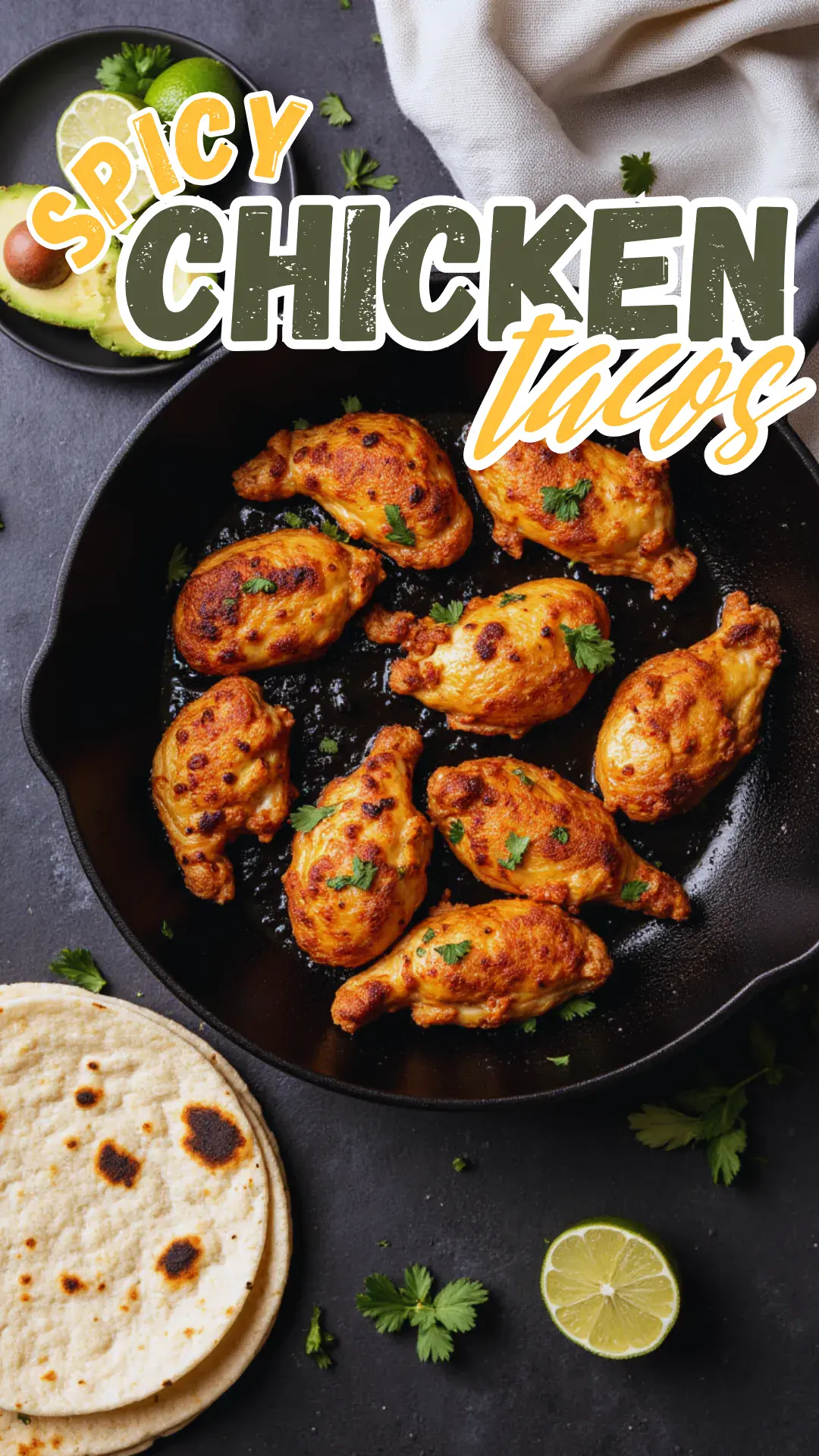 Crispy edges and bold seasoning make these spicy tacos a weeknight knockout. #PanSeared #HotAndFast #ChickenTacos