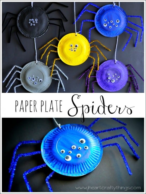 Paper Plate Spiders -  I am really not a big fan of spiders but I will make an exception for these little guys!