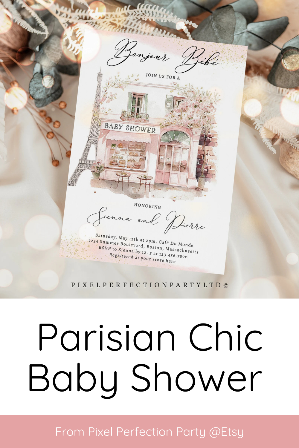 This Parisian Chic Café baby shower is perfect for expectant parents who adore an elegant, sophisticated celebration with a touch of European flair!