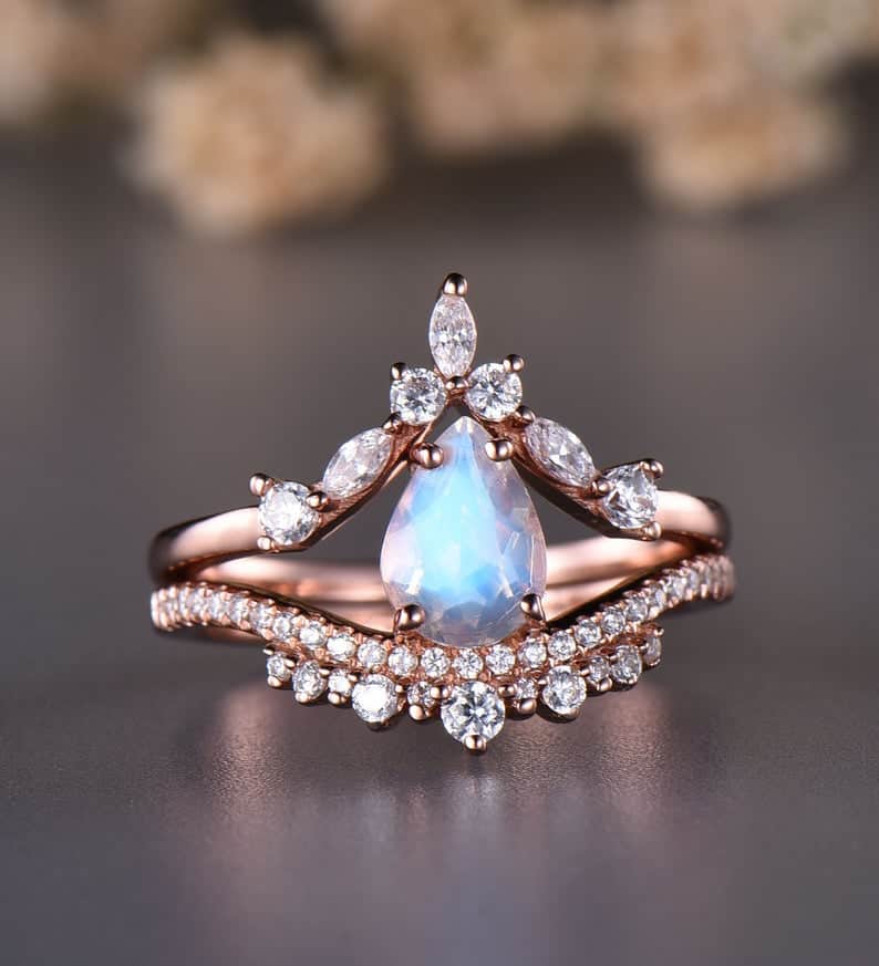 Pear Moonstone Statement Ring