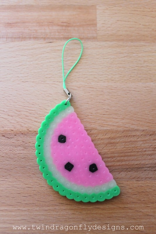 Watermelon Perler Bead Key Chain