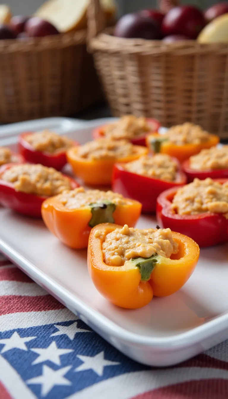 Pimento Cheese-Stuffed Mini Peppers are a colorful and creamy room temperature appetizer that’s perfect for feeding a 4th of July crowd.