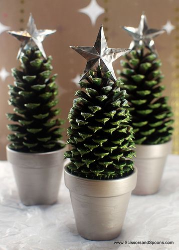 Pinecone Christmas Trees Mantel Decor