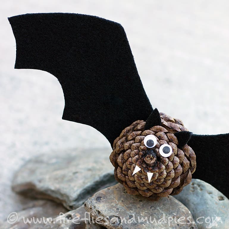 Pinecone Halloween Craft for Kids Bat