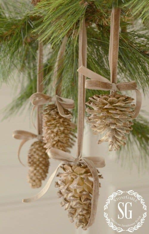 Bleached Pinecone Ornaments