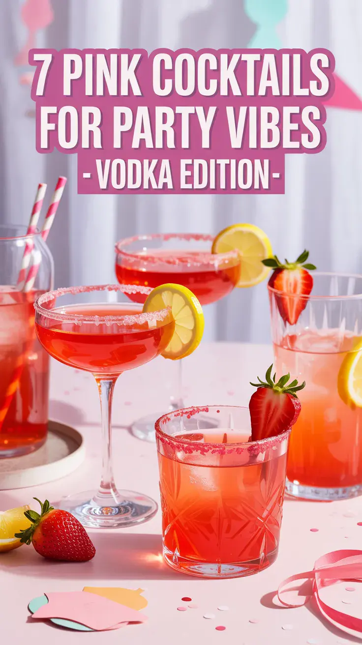 These pink vodka cocktails are made for parties—sweet, sparkly, and so easy to make in a pitcher! Try these 7 recipes for your next girls’ night or shower ?? #PinkCocktails #VodkaDrinks #PartyPunch