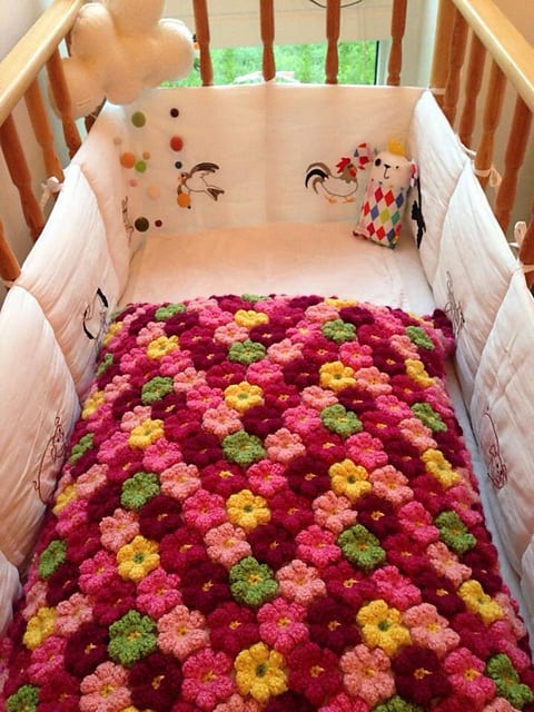 Pink Flower Baby Blanket