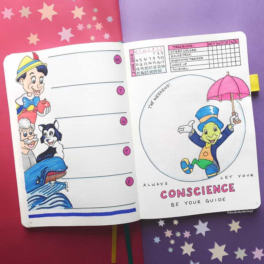 Pinocchio Bullet Journal Weekly