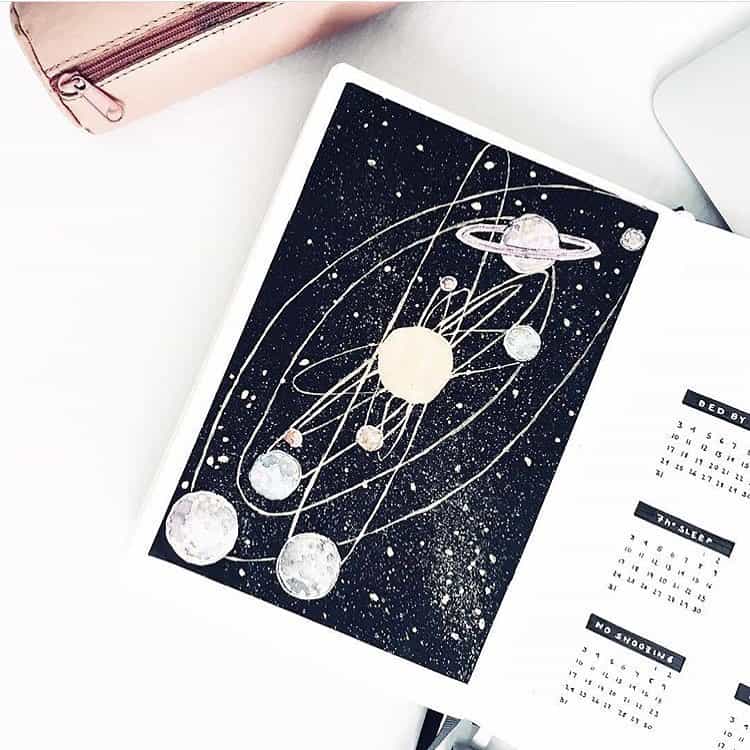 Planets Cover Page Bullet Journal