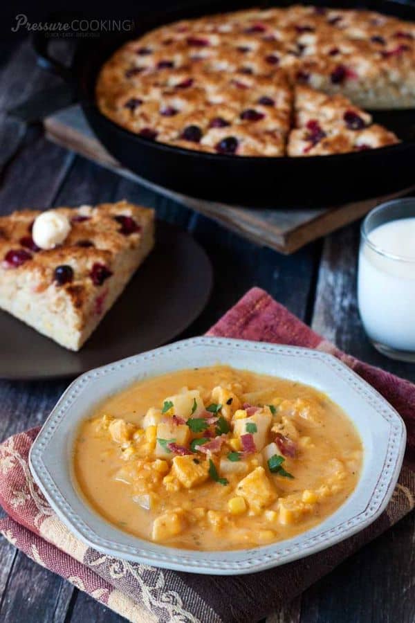 Pressure Cooker Pumpkin Chicken Corn Chowder