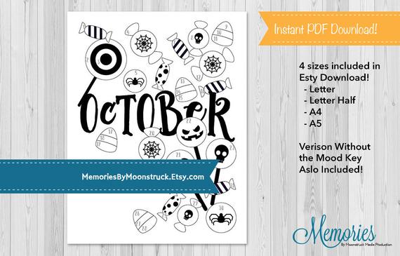 Printable Mood Tracker for Halloween