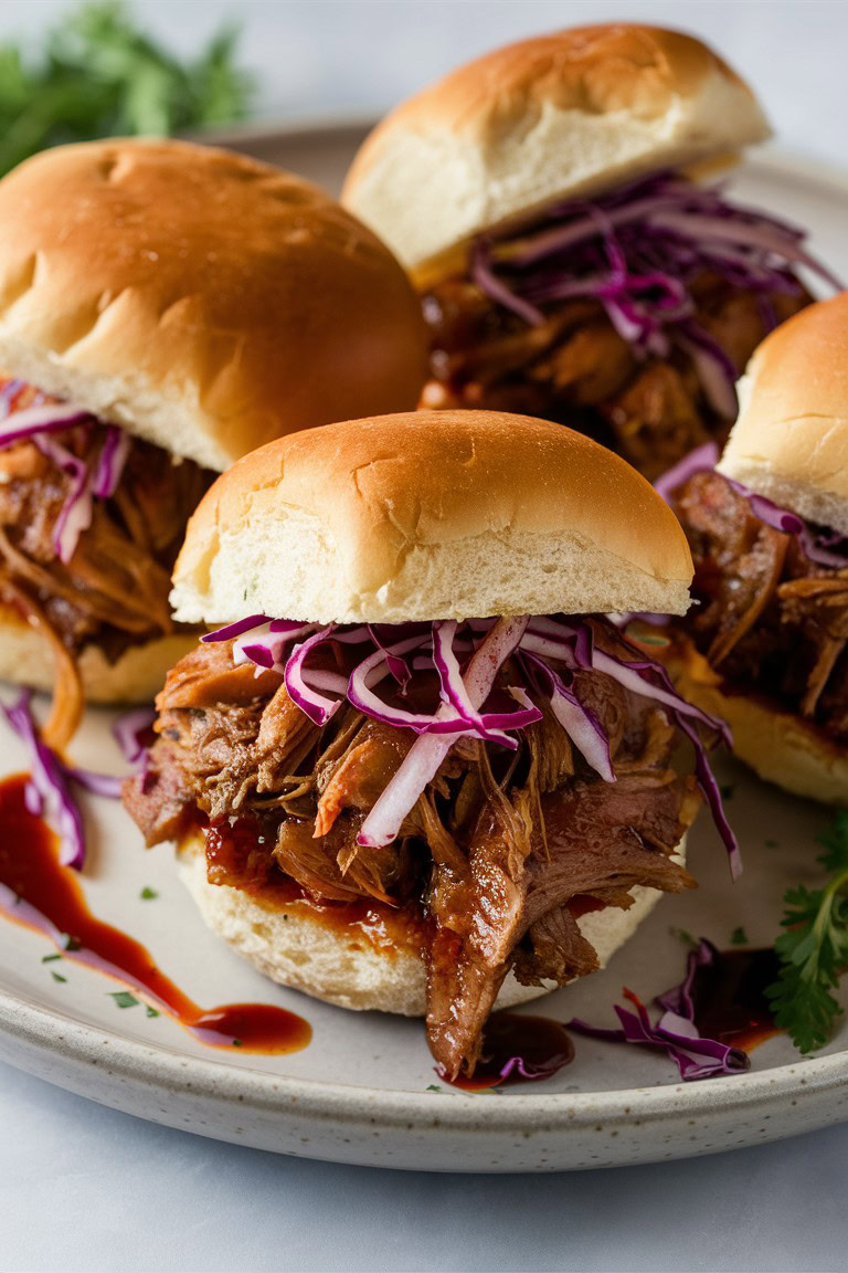 These pulled pork sliders are a game-changer! Succulent pork, rich BBQ flavors, and the perfect slider buns make this recipe a hit at any occasion. Easy to make and impossible to resist! 🍽️ #PulledPork #BBQGoodness