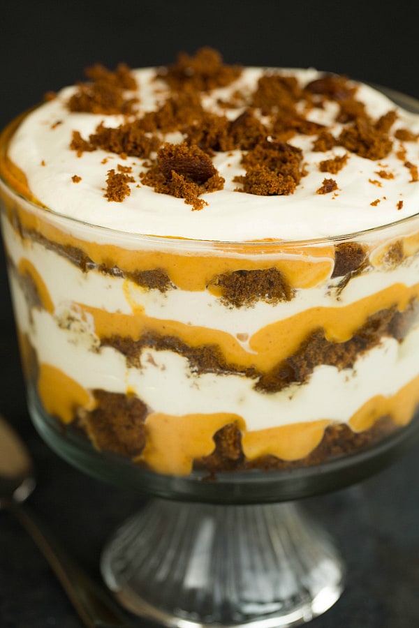 If you'd rather put your pumpkins in a Thanksgiving dessert your guests can eat after dinner check out this Pumpkin Gingerbread Trifle. Oh my. Trifle just entered a whole new league of yumminess!