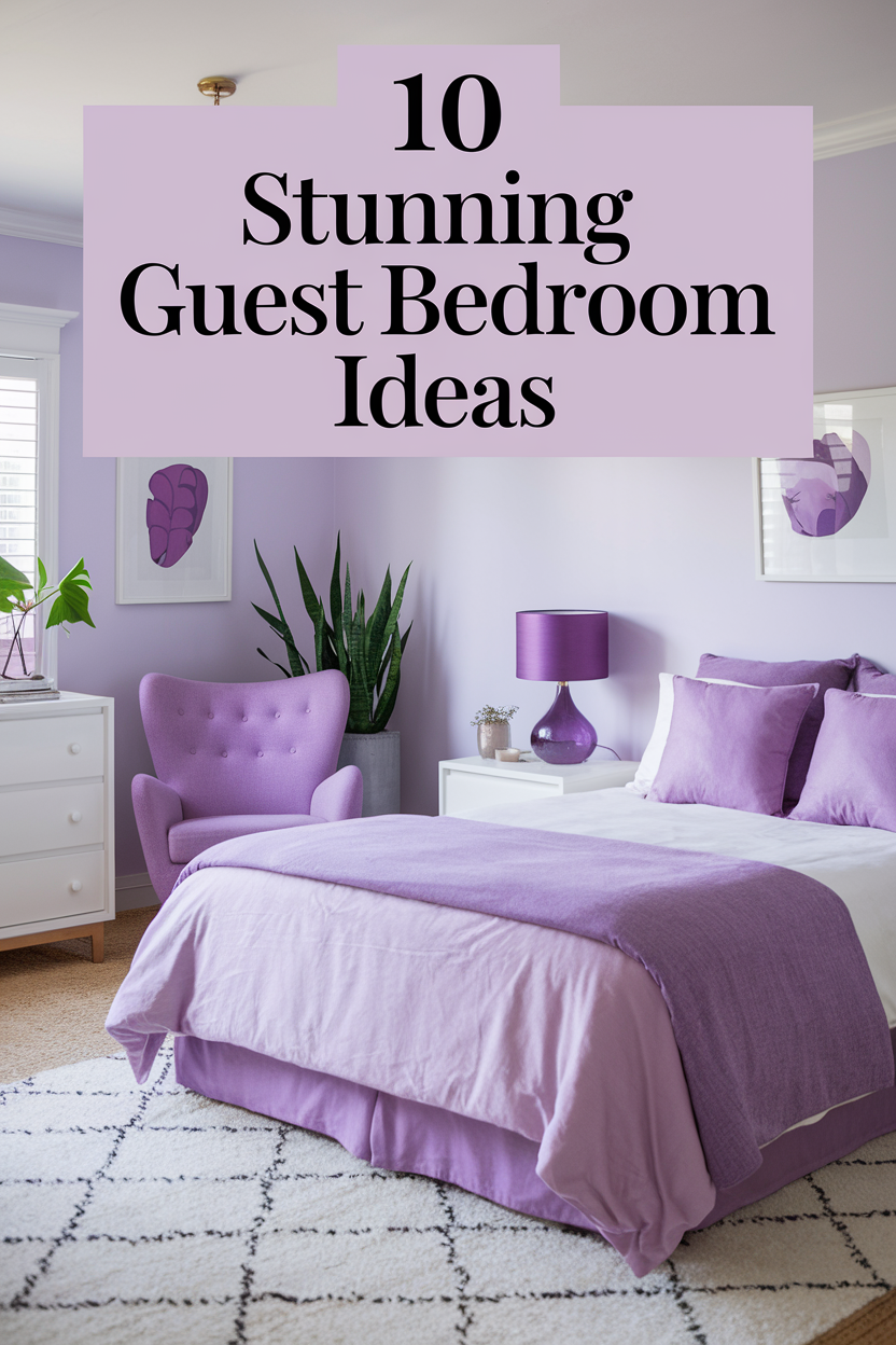 Love purple? These guest bedroom ideas use shades of lavender, violet, and plum to create a relaxing and beautiful retreat. 🛏️🌸 #BedroomDesign #PurpleDecor