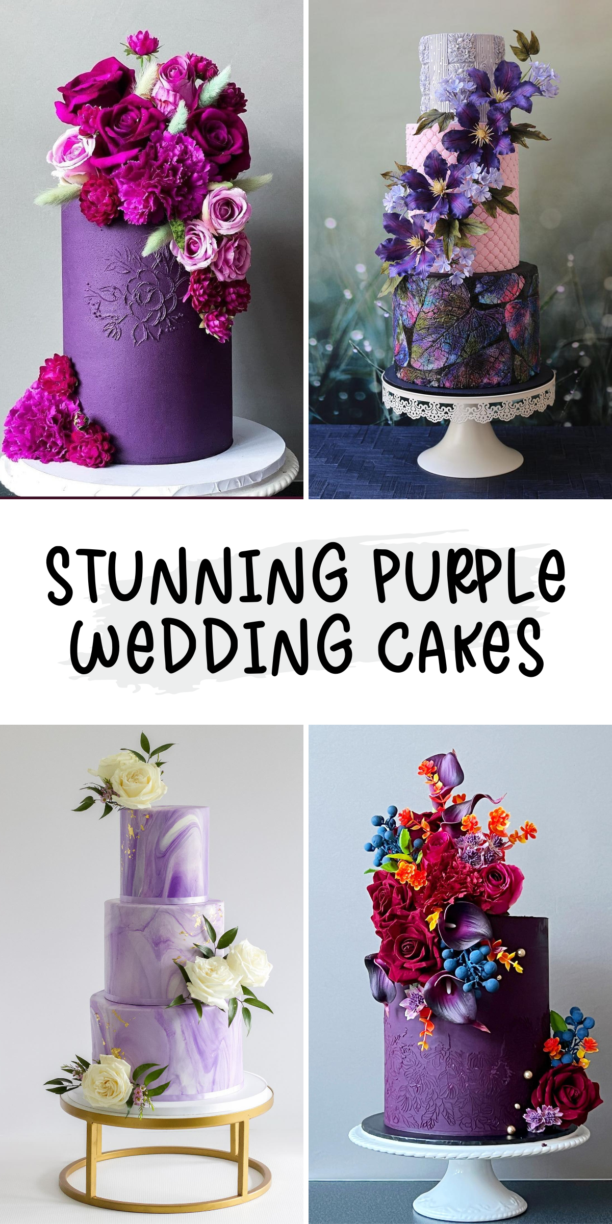 Rich, regal, and oh-so-romantic! 💜✨ These stunning purple wedding cakes are perfect for adding a touch of luxury and elegance to your big day. Check out these gorgeous designs for inspiration! 🍰💍