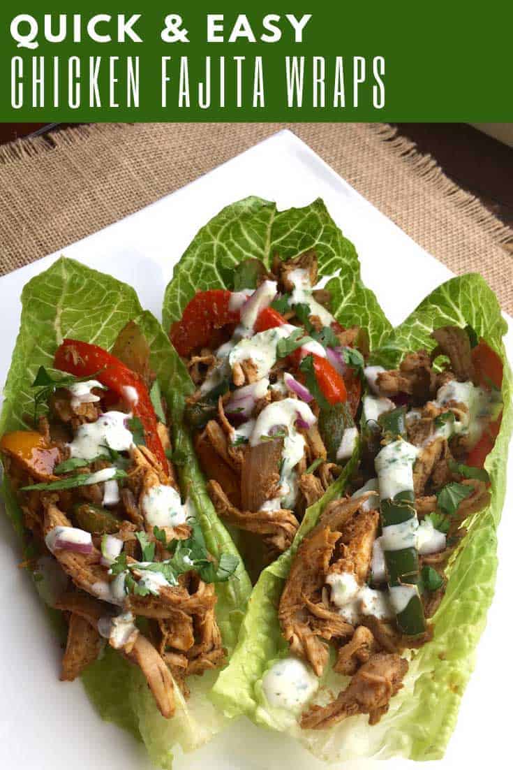 While you're at the store doing your grocery shop grab a pre-cooked rotisserie chicken from the deli to make these delicious low carb chicken fajita wraps!