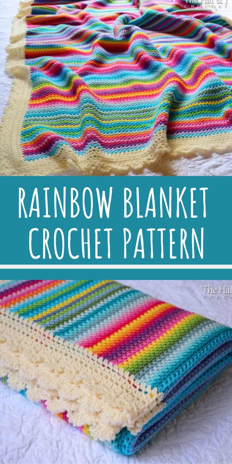 This rainbow striped crochet blanket pattern is GORGEOUS!