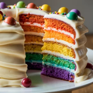 This rainbow layer cake is sure to make any birthday magical