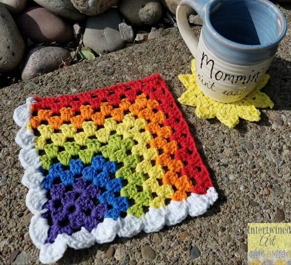 Rainbow Mitered Granny Square Pattern