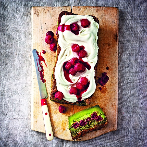 Raspberry and Matcha Tea Cake