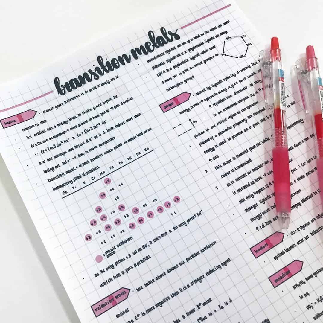 Red on your study notes