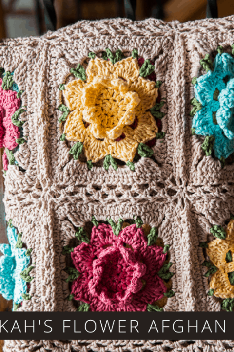 Rebekah's Flower Afghan is a free crochet pattern which is easy to follow and has gorgeous 3d floral motifs and a vintage vibe