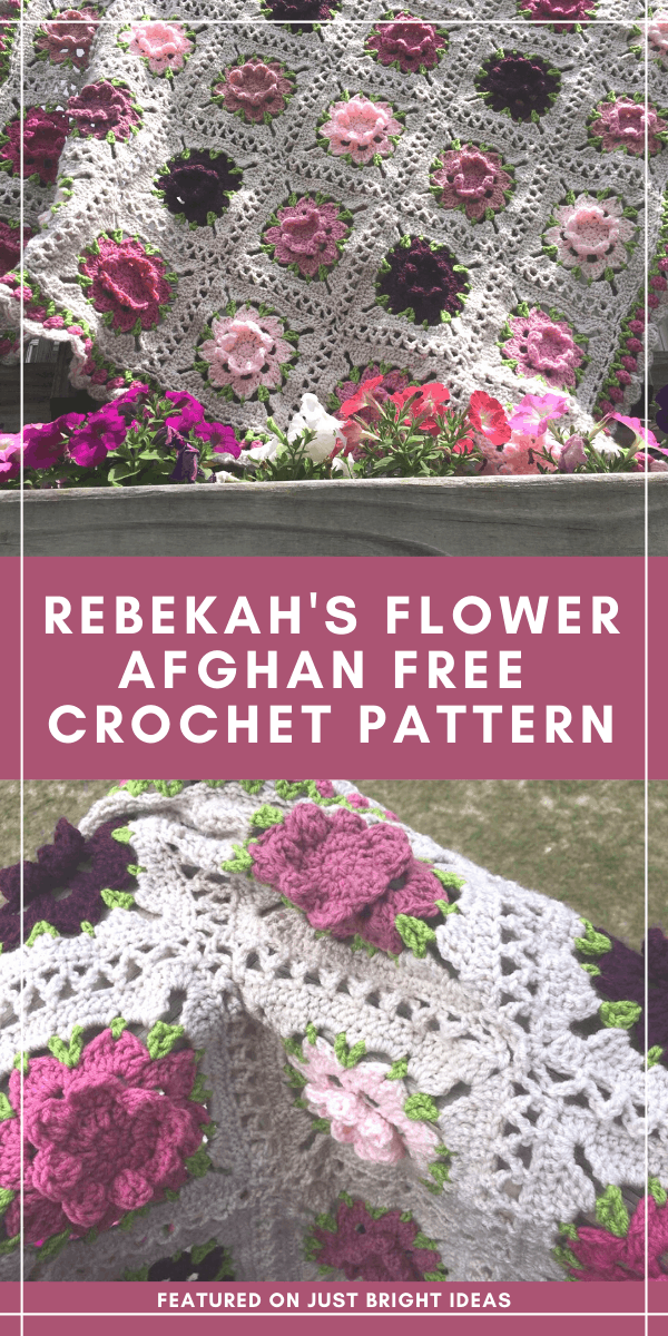 Rebekah's Flower Afghan is a free crochet pattern which is easy to follow and has gorgeous 3d floral motifs and a vintage vibe