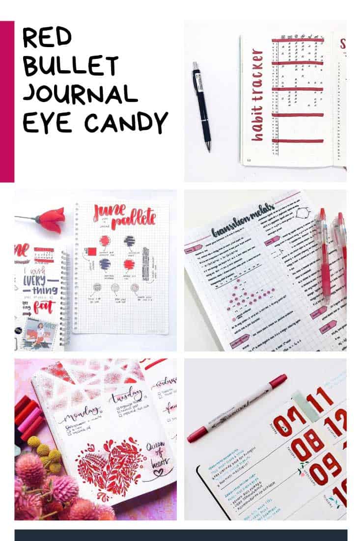 So many FABULOUS red bullet journal ideas - perfect for February!
