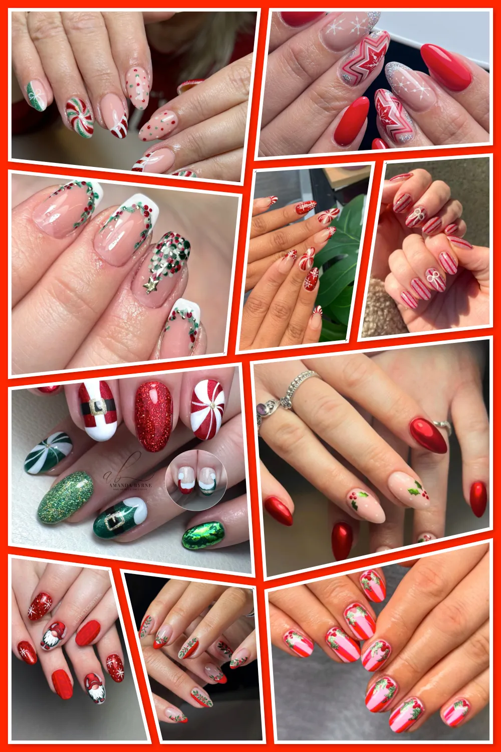 Looking for Red Christmas Nails? These 10 stunning Christmas Nail Art Designs include candy canes, holly, snowflakes, and red glitter ideas to inspire your next December manicure.