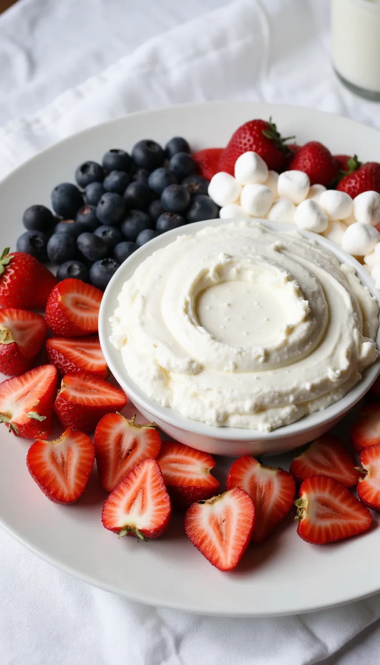This sweet Red, White & Blueberry Fruit Dip is the ultimate 4th of July appetizer—festive, fun, and ready in minutes!