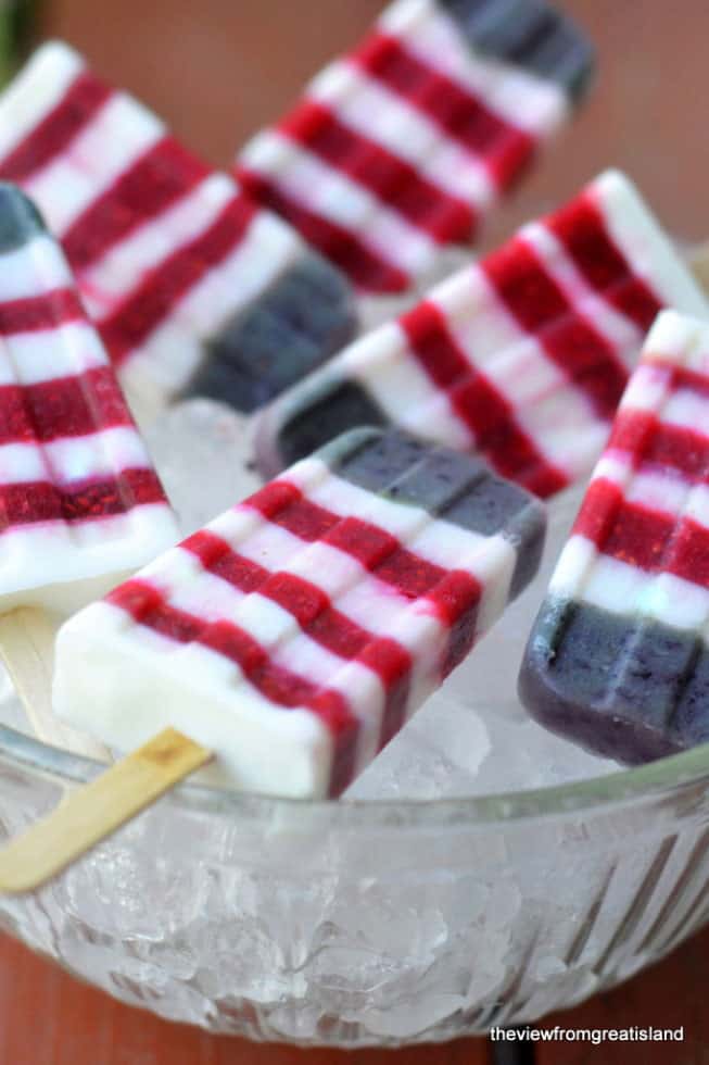 Red White and Blueberry Yogurt Popsicles