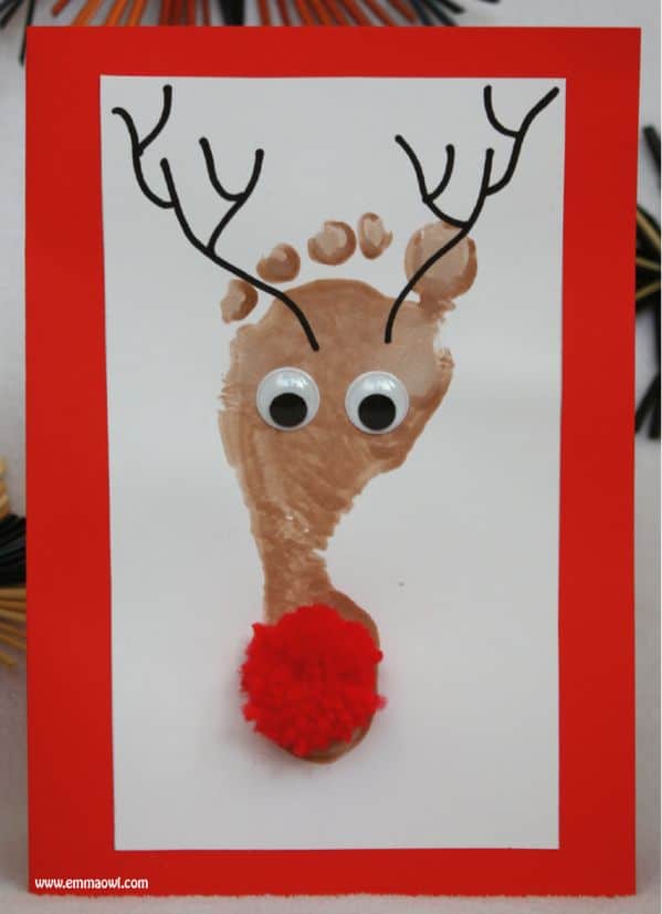 Reindeer Footprint Christmas Card