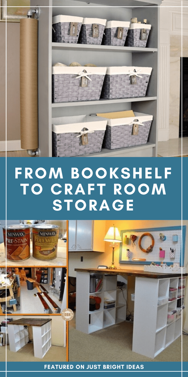 Find out how to turn an old bookcase into craft room storage
