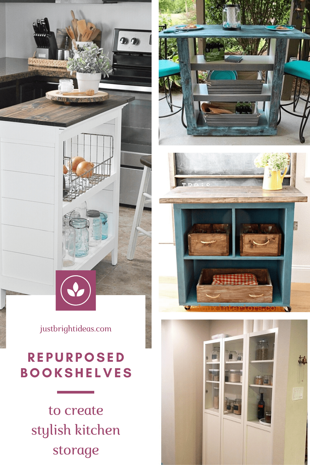 Find out how to repurpose an old bookshelf into stylish kitchen storage